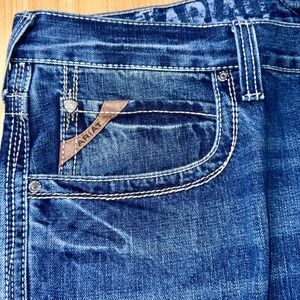 Ariat‎ Mens 40/30 Low Rise Boot Cut Jeans Denim Blue Cotton Blend